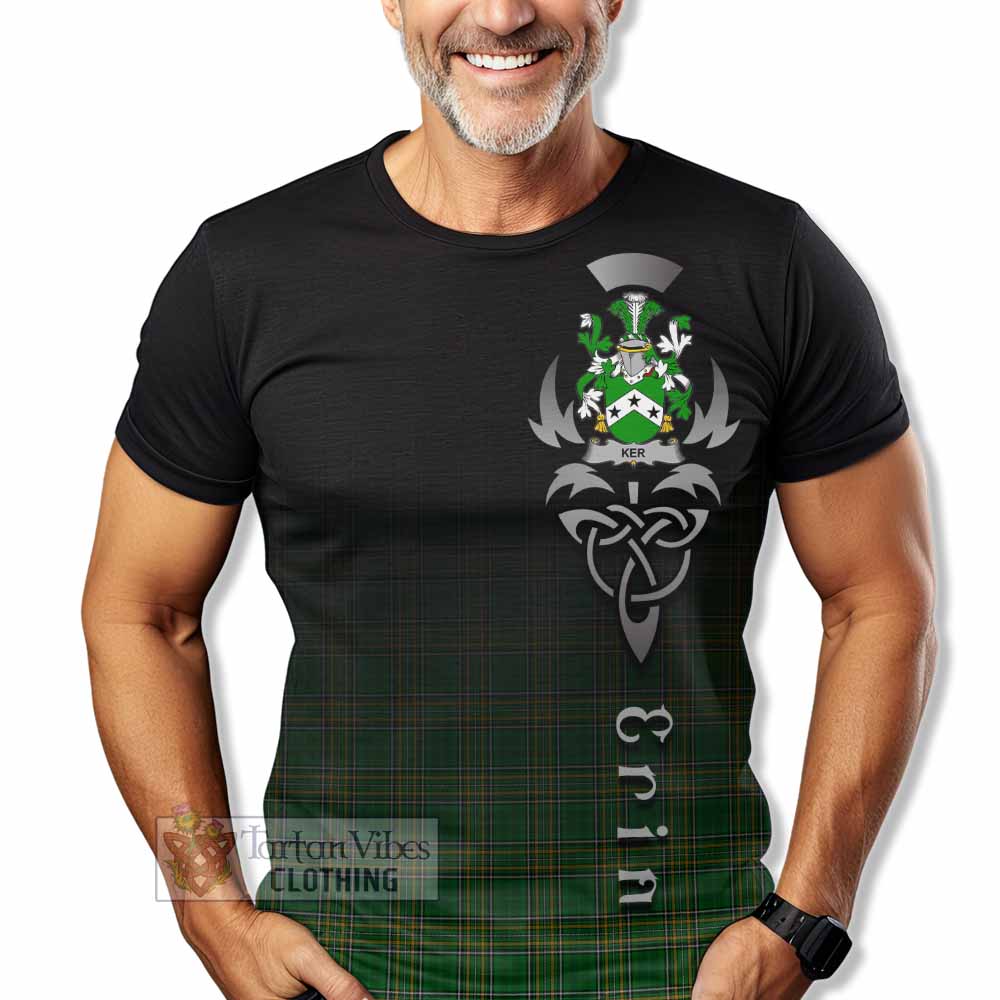 Tartan Vibes Clothing Ker Irish Clan T-Shirt with Coat of Arms Erin Go Bragh Celtic Inspired
