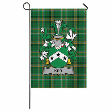 Ker Irish Clan Tartan Garden Flag with Coat of Arms