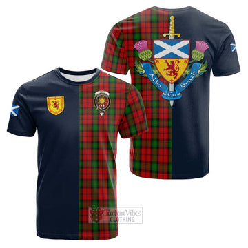 Tartan Vibes Clothing Kerr Tartan Cotton T-shirt with Scottish Lion Royal Arm Half Style