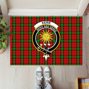 Kerr Tartan Rubber Doormat with Family Crest