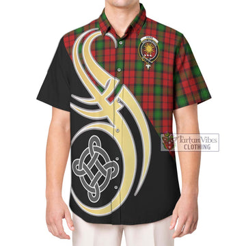 Kerr Tartan Short Sleeve Button Shirt with Family Crest and Celtic Symbol Style Kid - Tartan Vibes Clothing