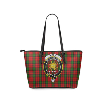 Kerr Tartan Leather Tote Bag with Family Crest