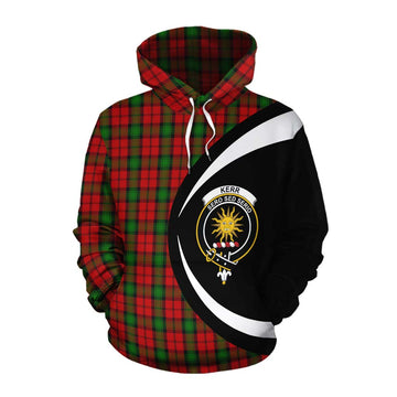 Tartan Vibes Clothing Kerr Tartan Cotton Hoodie with Family Crest Circle Style
