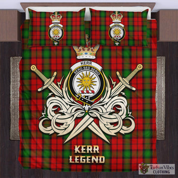 Kerr Tartan Bedding Set with Clan Crest and the Golden Sword of Courageous Legacy