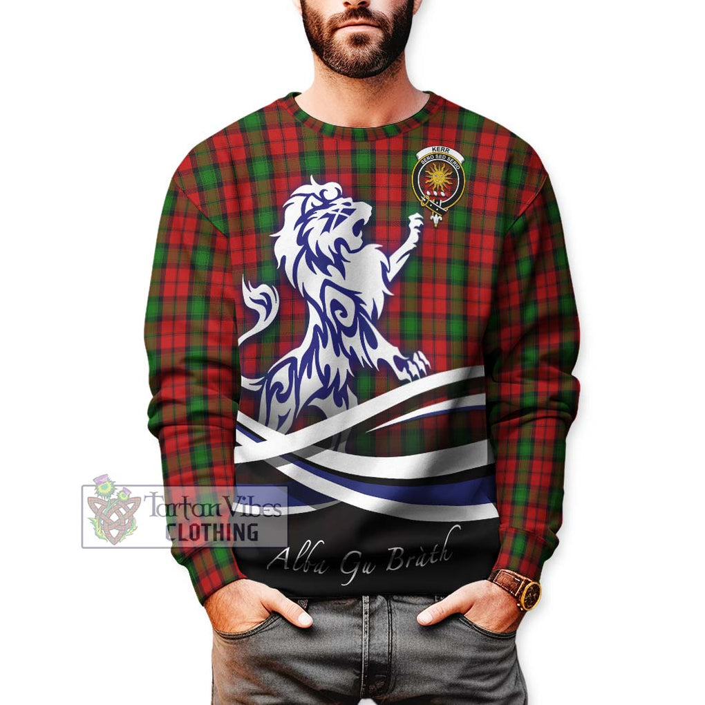 Kerr Tartan Sweatshirt with Alba Gu Brath Regal Lion Emblem Unisex - Tartanvibesclothing Shop