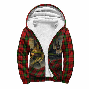 Kerr Tartan Family Crest Sherpa Hoodie with Scottish Ancient Castle Style