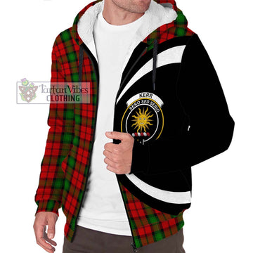 Kerr Tartan Sherpa Hoodie with Family Crest Circle Style