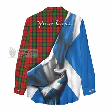 Tartan Vibes Clothing Kerr Tartan Women's Casual Shirt with Family Crest Scotland Patriotic Style