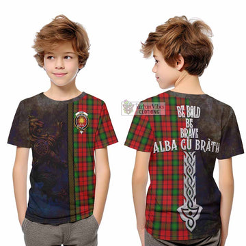 Kerr Tartan Family Crest Kid T-Shirt Alba Gu Brath Be Brave Lion Ancient Style