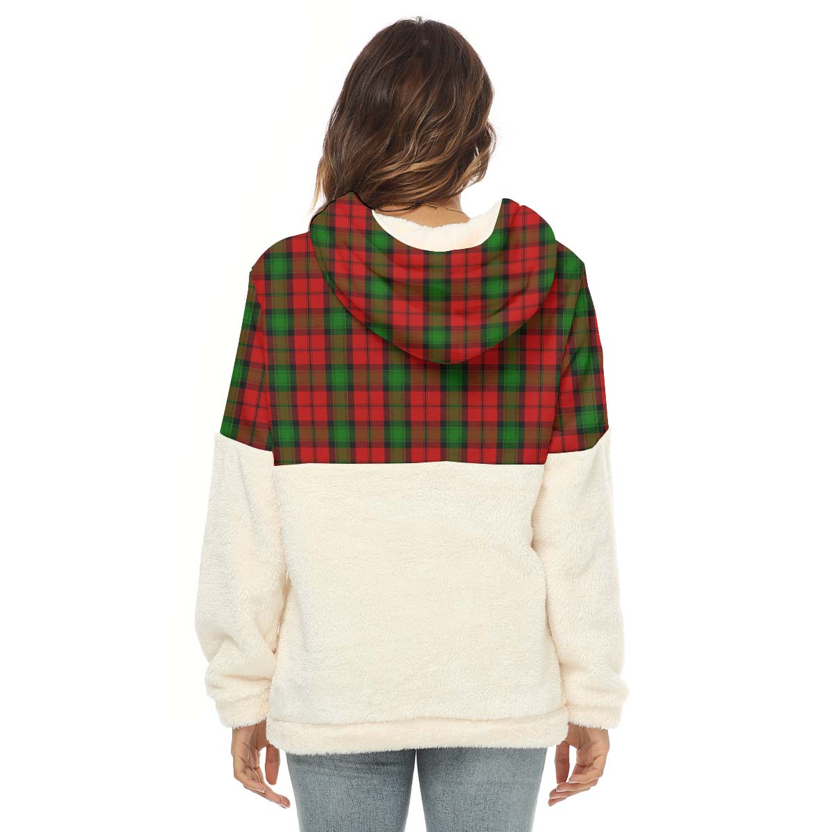 Kerr Tartan Women's Borg Fleece Hoodie With Half Zip - Tartan Vibes Clothing