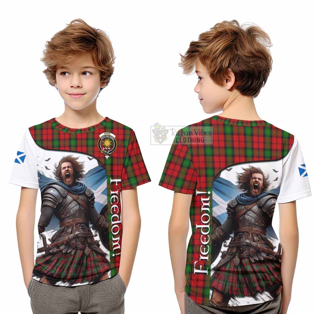 Tartan Vibes Clothing Kerr Crest Tartan Kid T-Shirt Inspired by the Freedom of Scottish Warrior