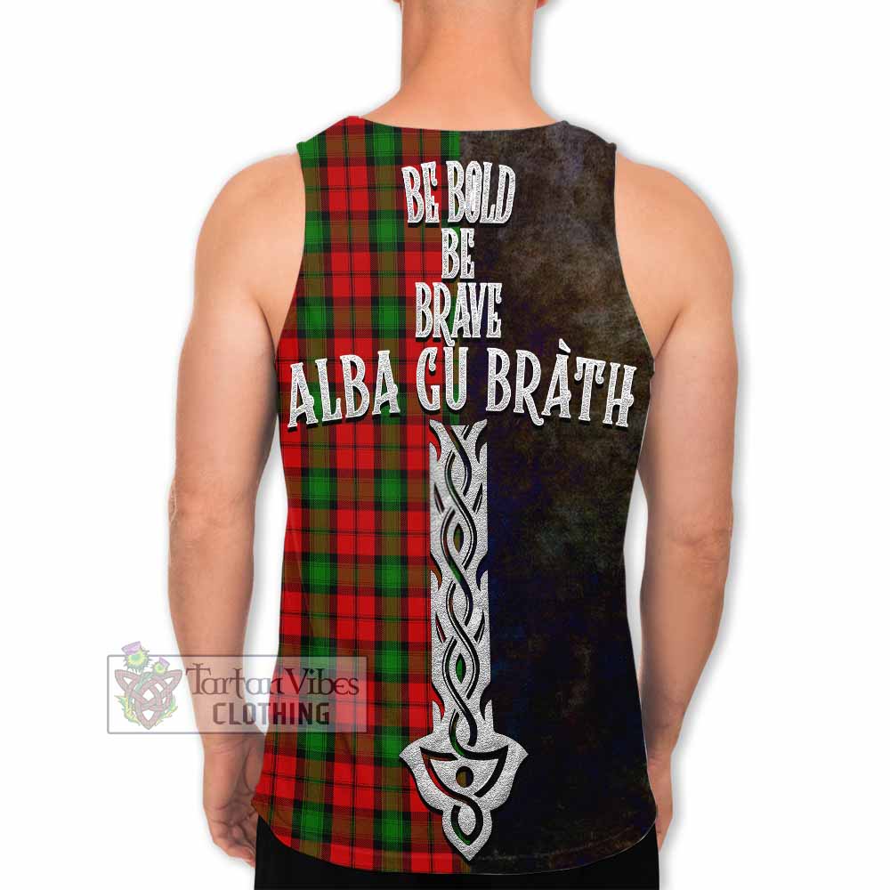 Tartan Vibes Clothing Kerr Tartan Family Crest Men's Tank Top Alba Gu Brath Be Brave Lion Ancient Style