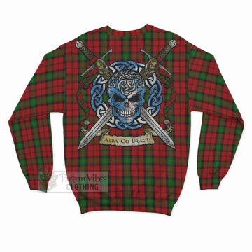 Tartan Vibes Clothing Kerr Tartan Sweatshirt with Family Crest Celtic Skull Style