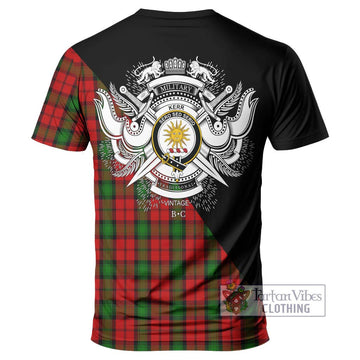 Kerr Tartan T-Shirt with Family Crest and Military Logo Style - Tartanvibesclothing Shop