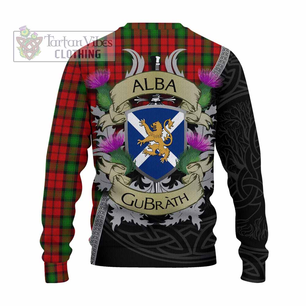 Tartan Vibes Clothing Kerr Tartan Family Crest Knitted Sweater Lion Rampant Royal Thistle Shield Celtic Inspired
