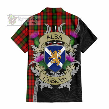 Tartan Vibes Clothing Kerr Tartan Family Crest Short Sleeve Button Shirt Lion Rampant Royal Thistle Shield Celtic Inspired