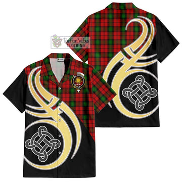 Kerr Tartan Short Sleeve Button Shirt with Family Crest and Celtic Symbol Style - Tartan Vibes Clothing