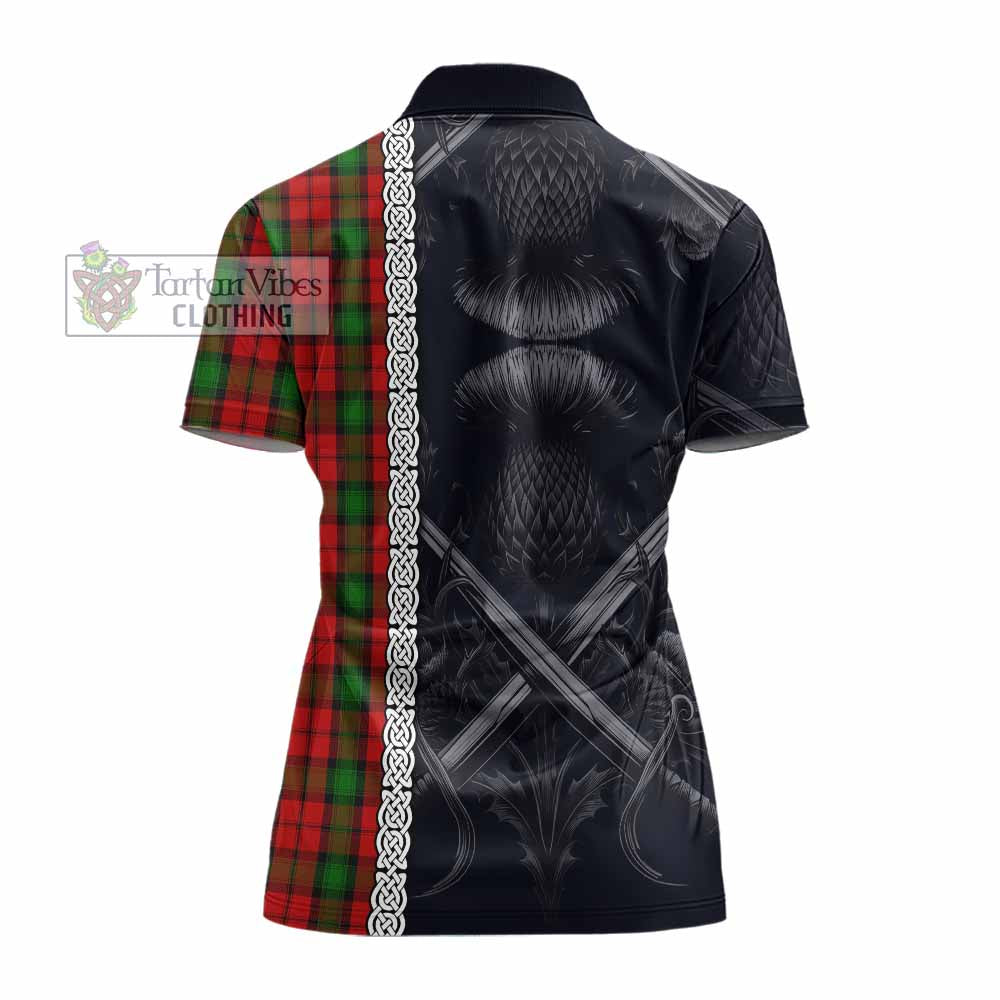 Tartan Vibes Clothing Kerr Tartan Women's Polo Shirt with Family Crest Cross Sword Thistle Celtic Vibes