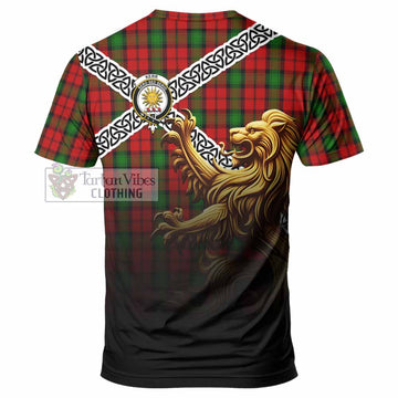 Kerr Crest Tartan T-Shirt with Golden Lion Emblem Celtic Style
