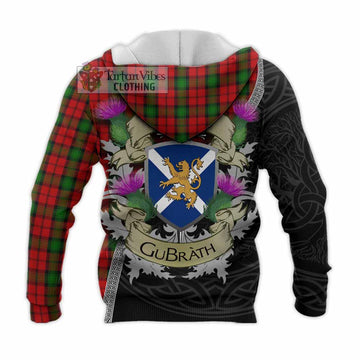 Tartan Vibes Clothing Kerr Tartan Family Crest Knitted Hoodie Lion Rampant Royal Thistle Shield Celtic Inspired