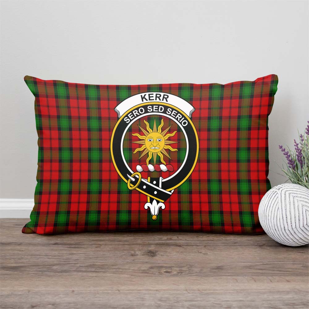 Kerr Tartan Pillow Cover with Family Crest Rectangle Pillow Cover - Tartanvibesclothing