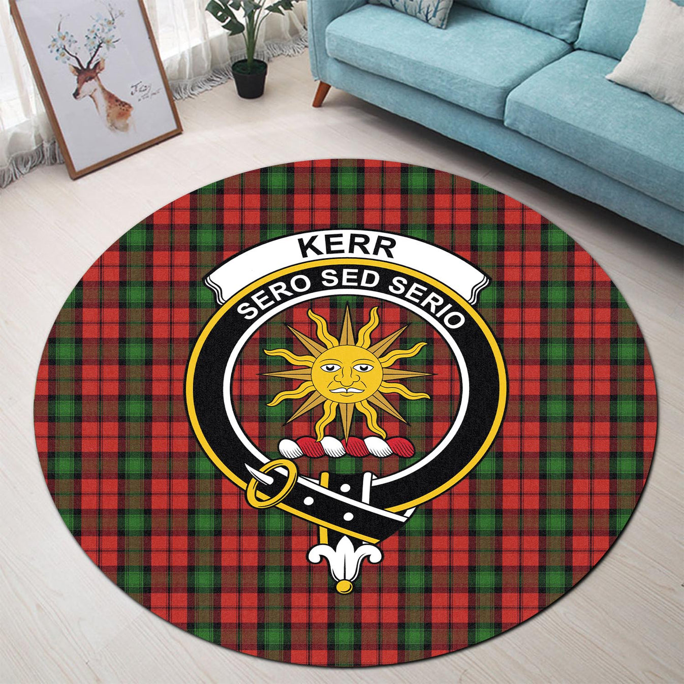 Kerr Ancient Tartan Crest Wall Hanging Banner - Wood Pole