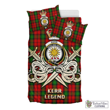 Kerr Tartan Bedding Set with Clan Crest and the Golden Sword of Courageous Legacy