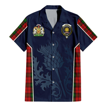 Tartan Vibes Clothing Kerr Tartan Short Sleeve Button Up Shirt with Family Crest and Scottish Thistle Vibes Sport Style