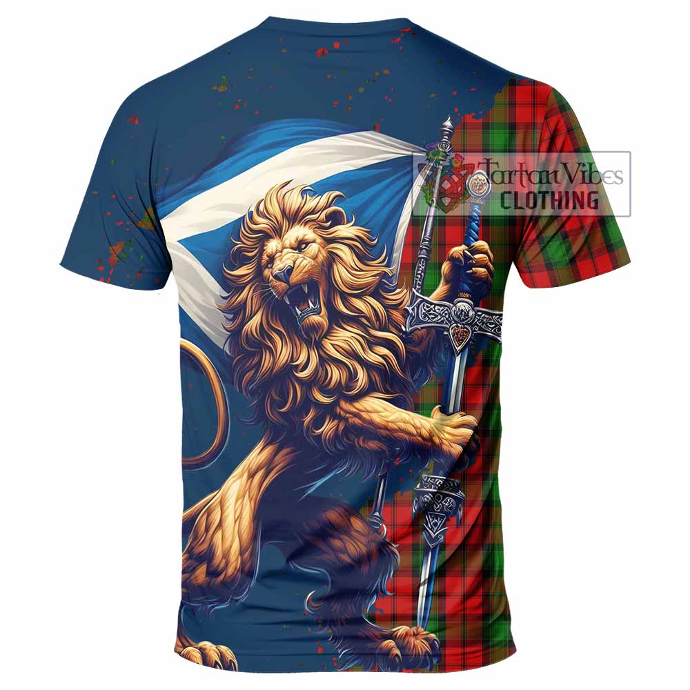 Tartan Vibes Clothing Kerr Tartan Family Crest T-Shirt with Scottish Majestic Lion