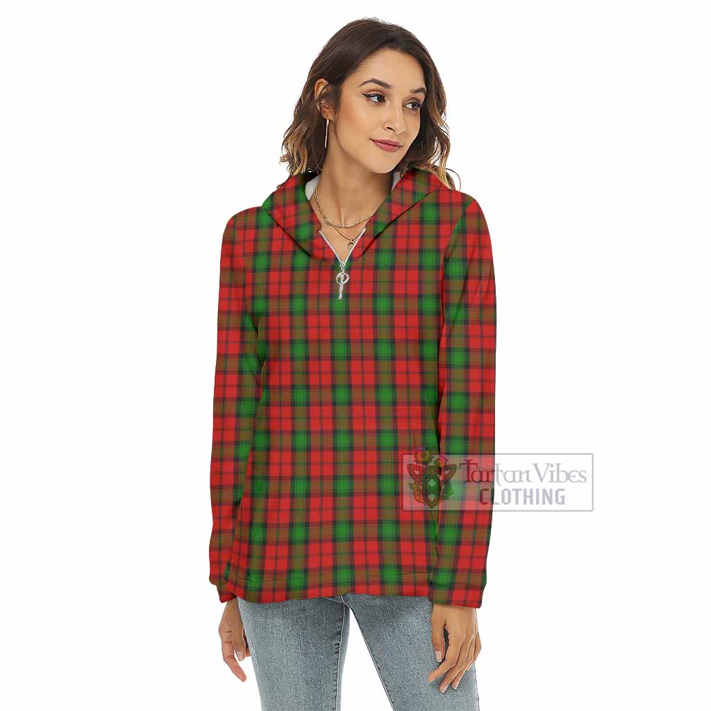 Tartan Vibes Clothing Kerr Tartan Women's Borg  Half Zip Fleece Hoodie