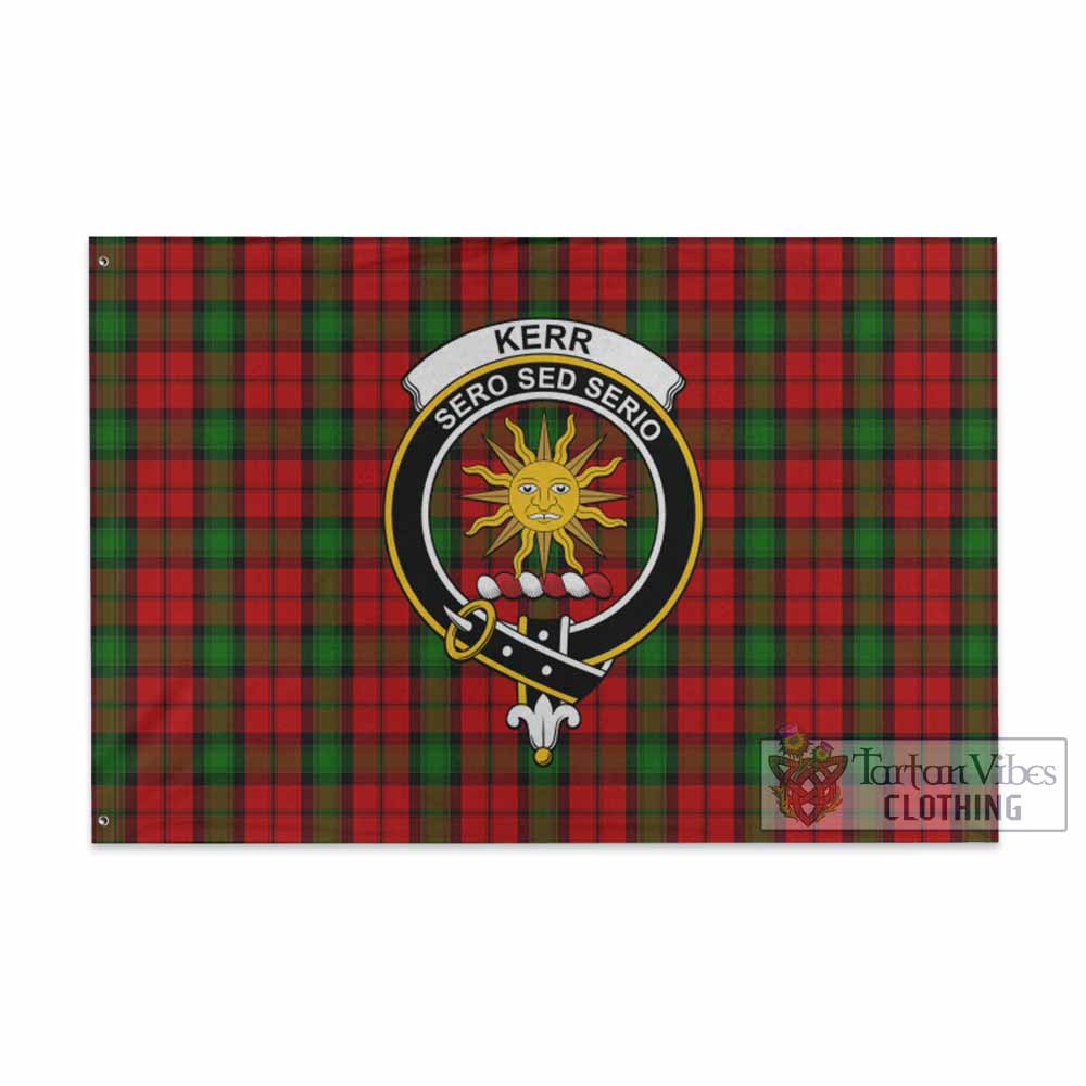 Tartan Vibes Clothing Kerr Tartan House Flag with Family Crest
