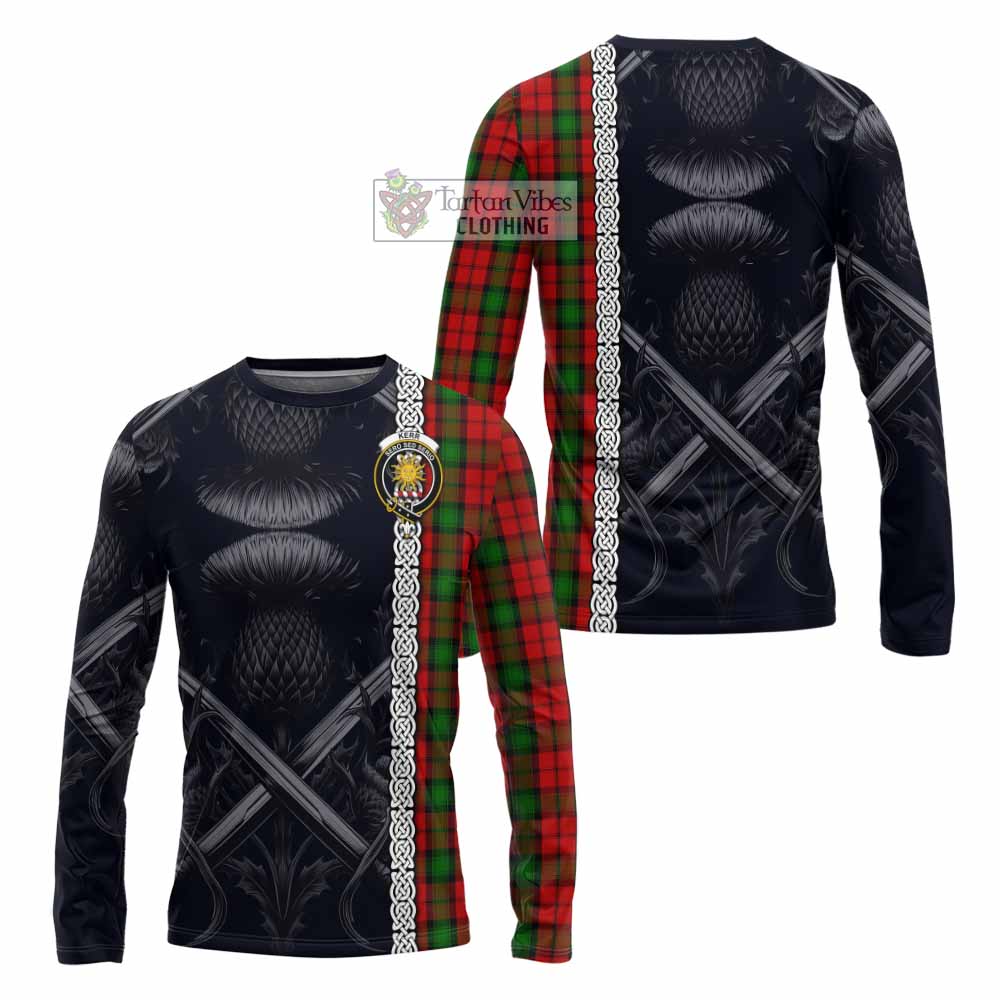 Tartan Vibes Clothing Kerr Tartan Long Sleeve T-Shirt with Family Crest Cross Sword Thistle Celtic Vibes