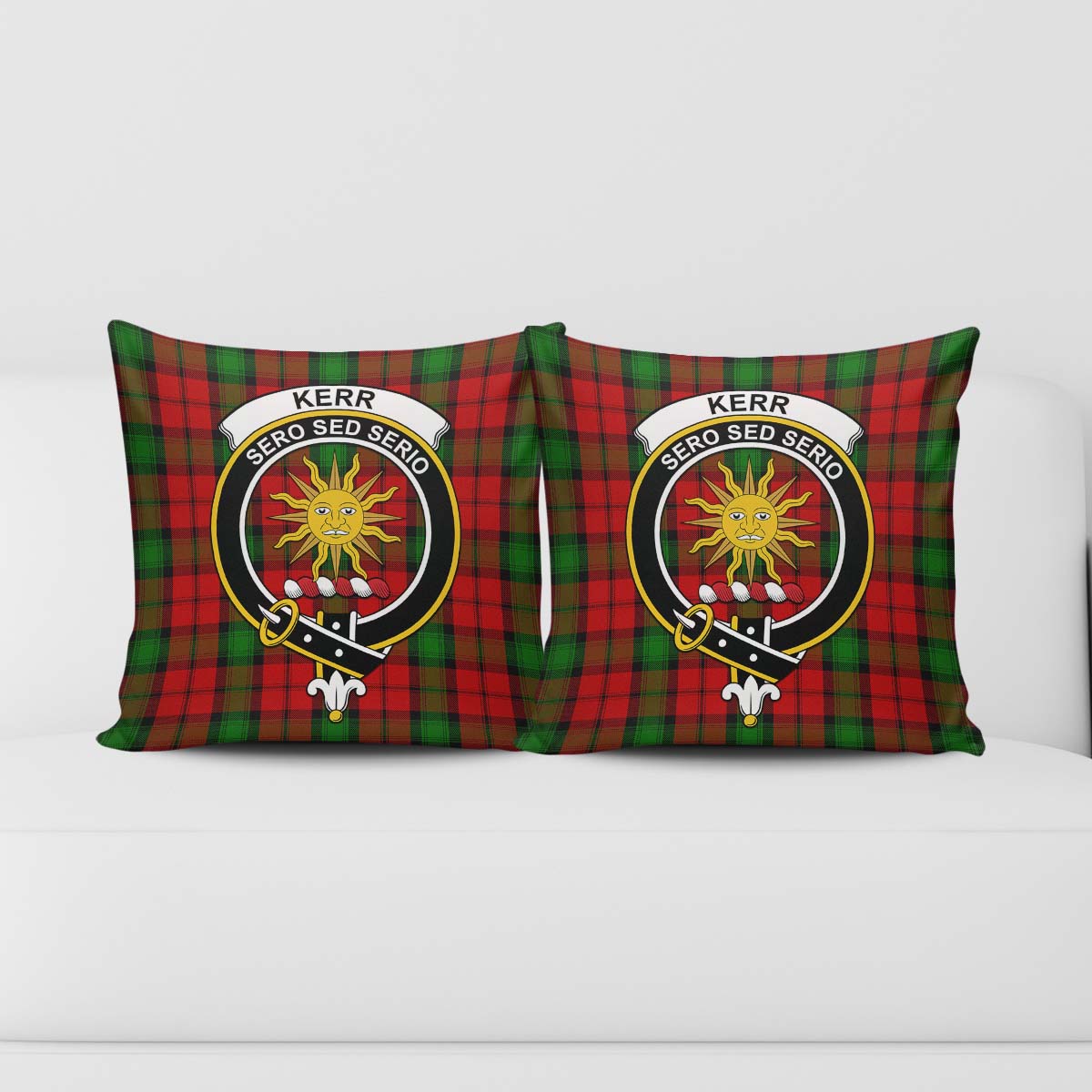Kerr Tartan Pillow Cover with Family Crest - Tartanvibesclothing