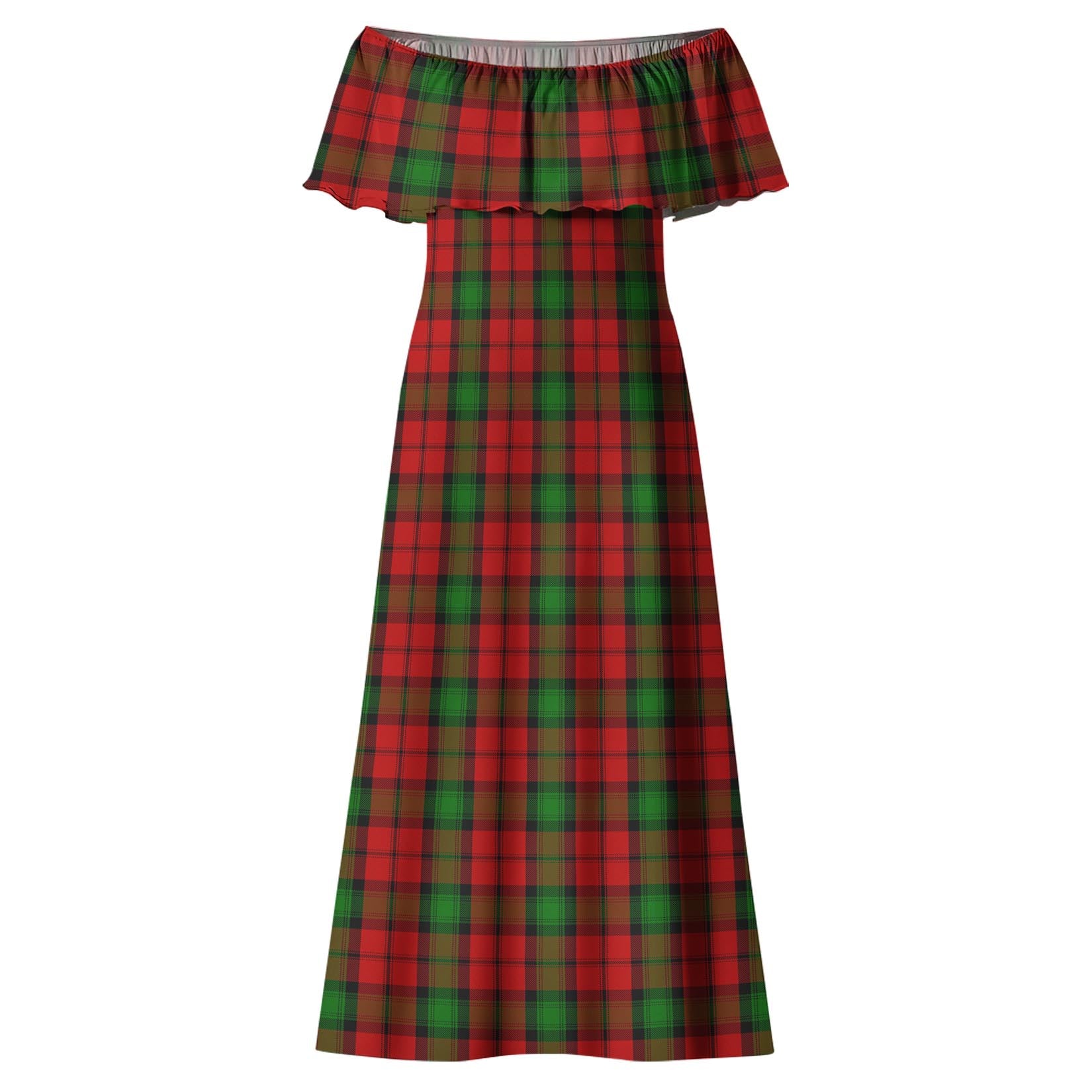 Kerr Tartan Off Shoulder Long Dress - Tartanvibesclothing