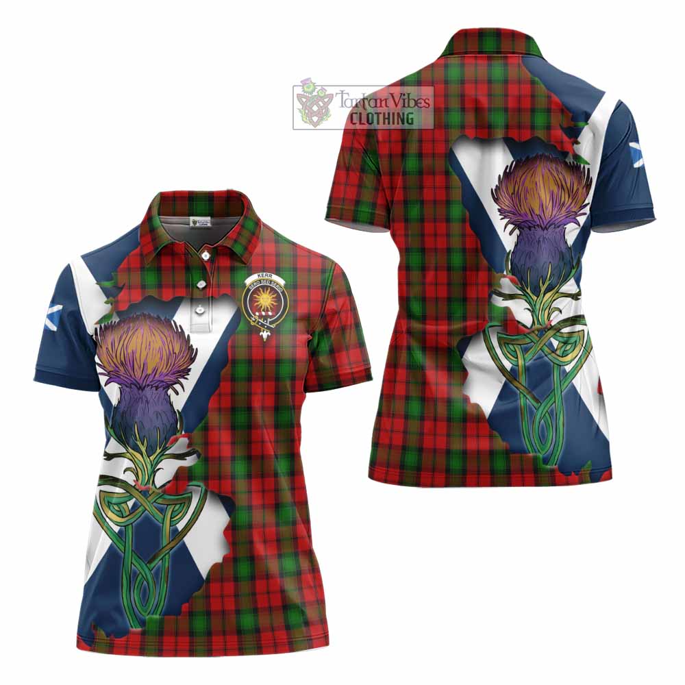Tartan Vibes Clothing Kerr Tartan Family Crest Women's Polo Shirt Scottish Thistle Celtic Inspired