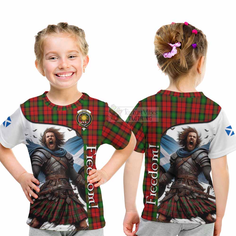 Tartan Vibes Clothing Kerr Crest Tartan Kid T-Shirt Inspired by the Freedom of Scottish Warrior