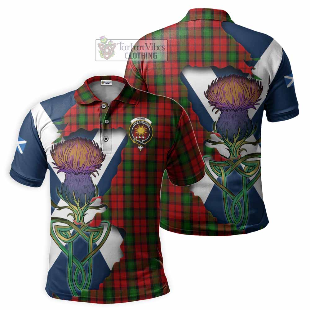 Tartan Vibes Clothing Kerr Tartan Family Crest Polo Shirt Scottish Thistle Celtic Inspired