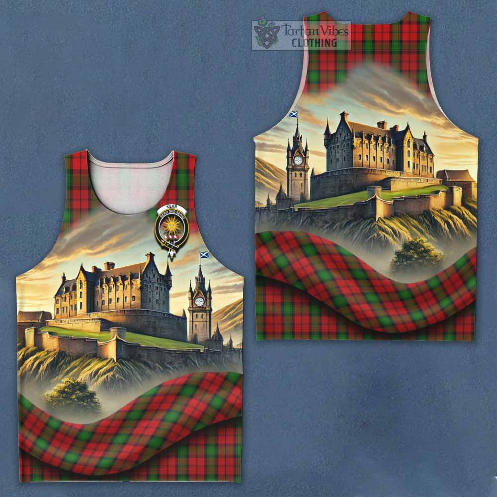 Tartan Vibes Clothing Kerr Tartan Family Crest Men's Tank Top with Scottish Ancient Castle Style