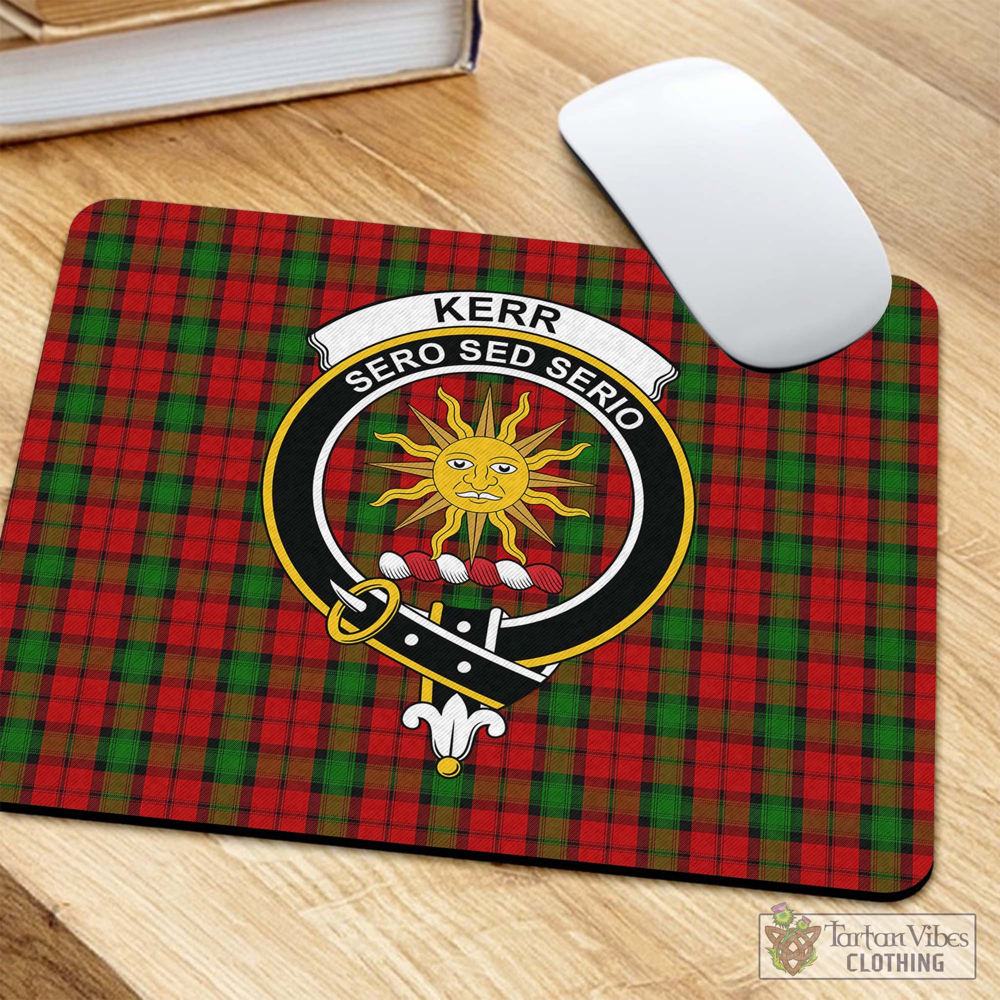 Tartan Vibes Clothing Kerr Tartan Mouse Pad with Family Crest