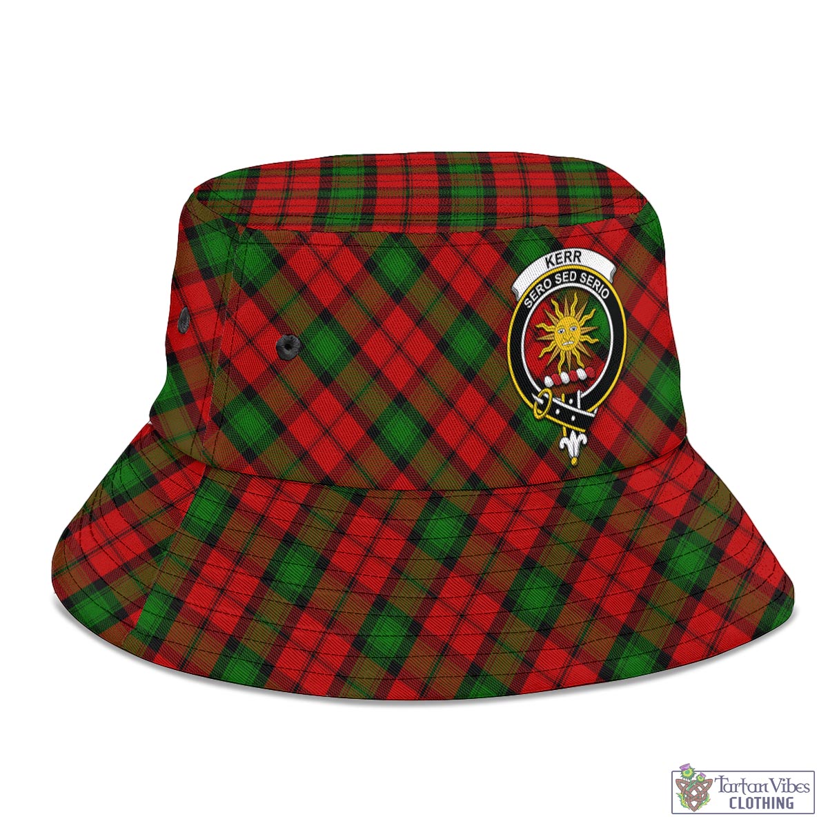 Tartan Vibes Clothing Kerr Tartan Bucket Hat with Family Crest