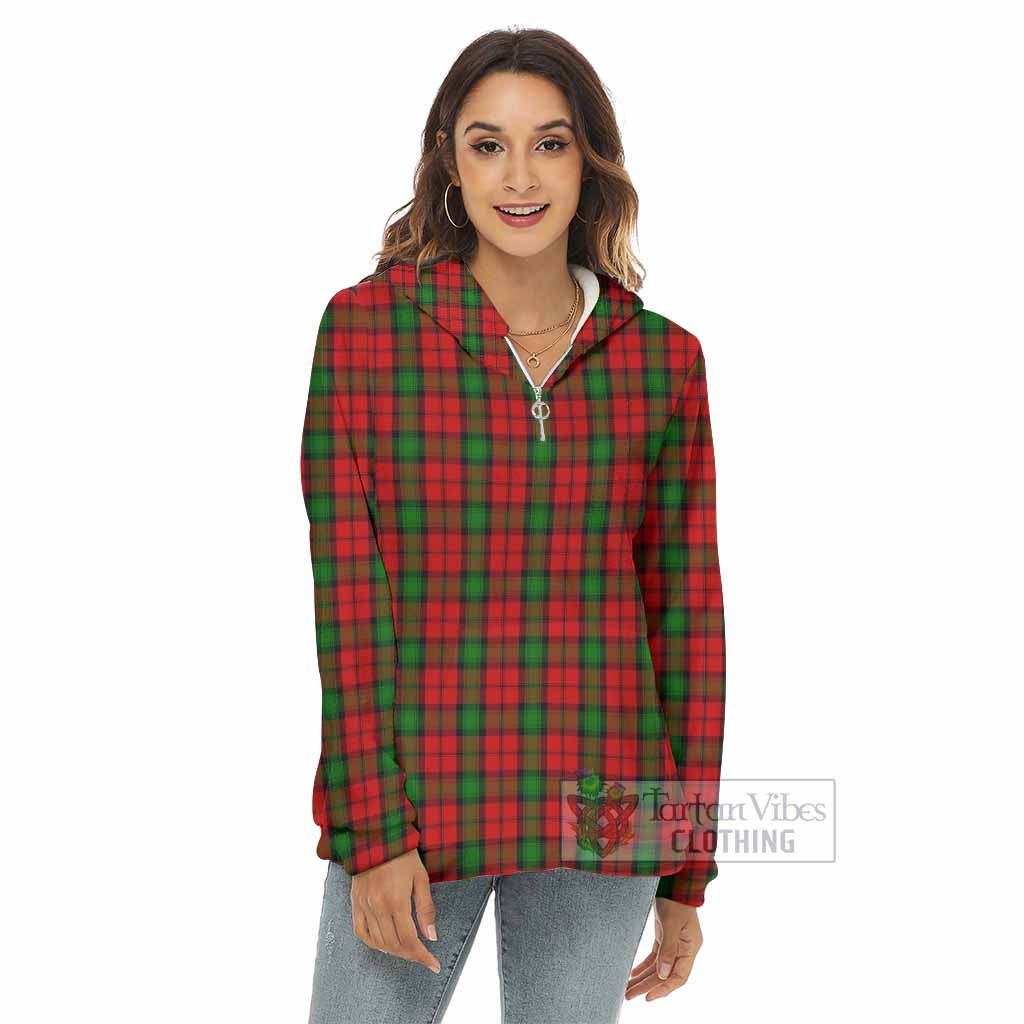 Tartan Vibes Clothing Kerr Tartan Women's Borg  Half Zip Fleece Hoodie