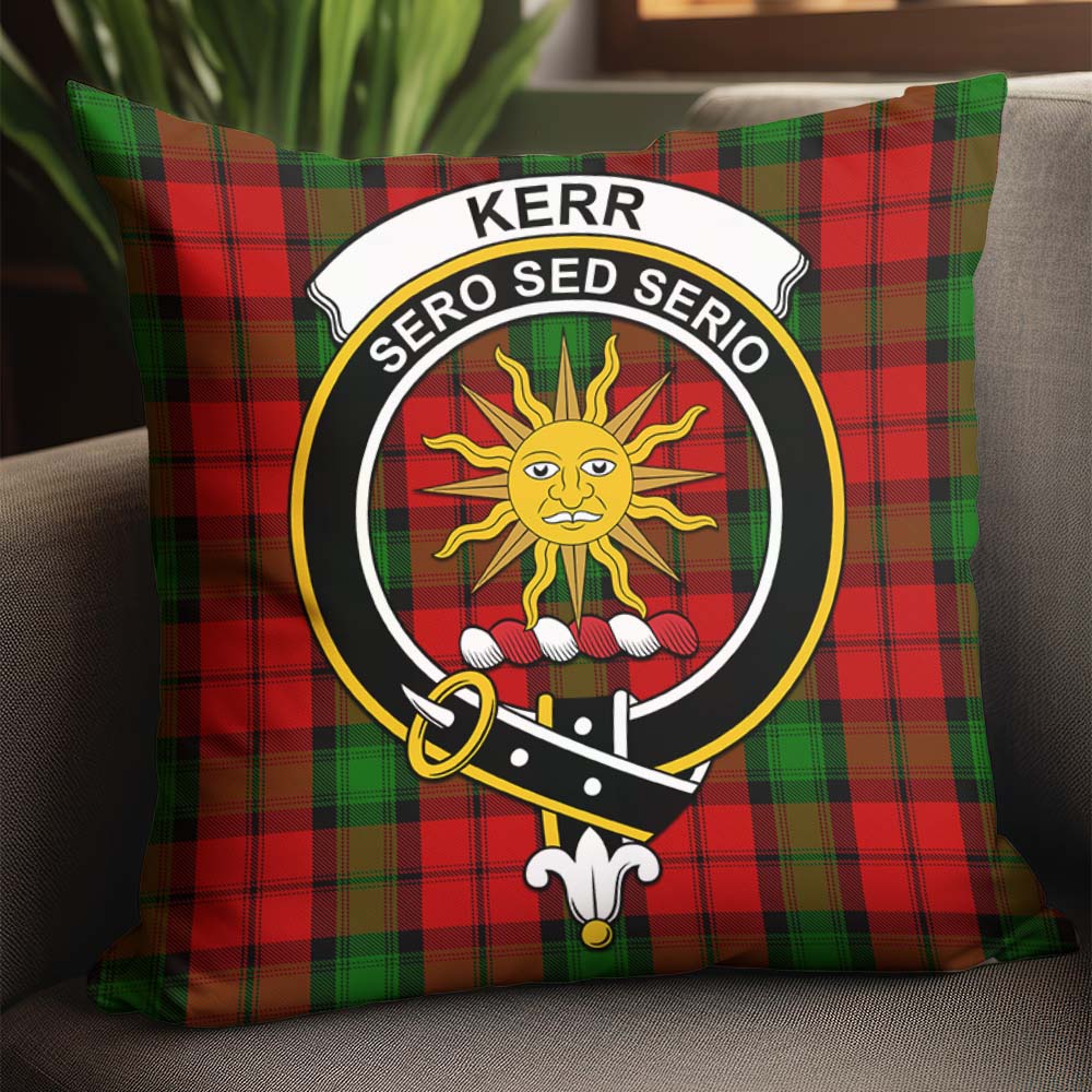 Kerr Tartan Pillow Cover with Family Crest - Tartanvibesclothing