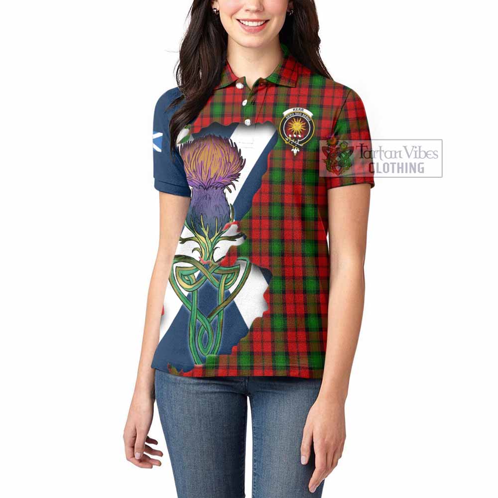 Tartan Vibes Clothing Kerr Tartan Family Crest Women's Polo Shirt Scottish Thistle Celtic Inspired