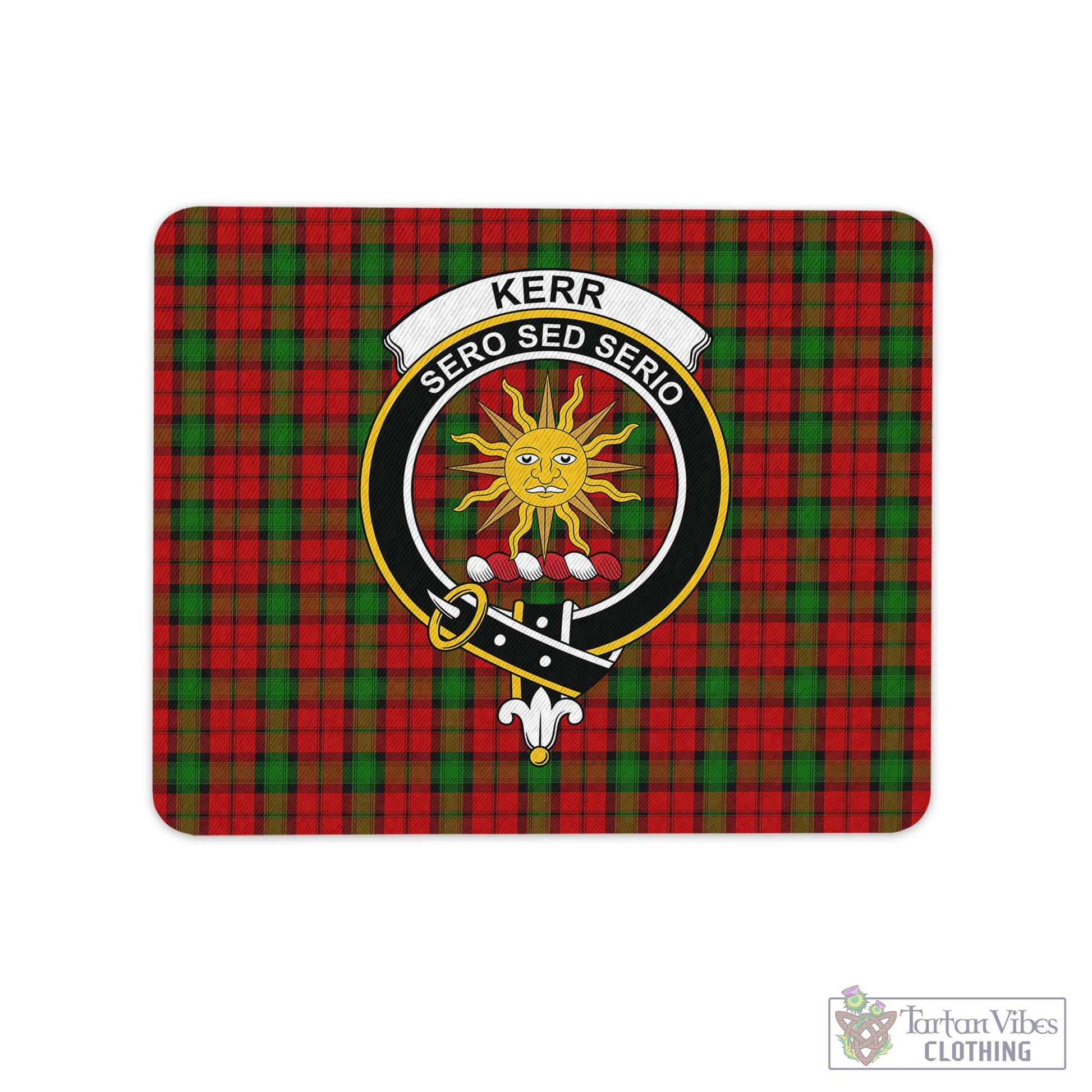 Tartan Vibes Clothing Kerr Tartan Mouse Pad with Family Crest