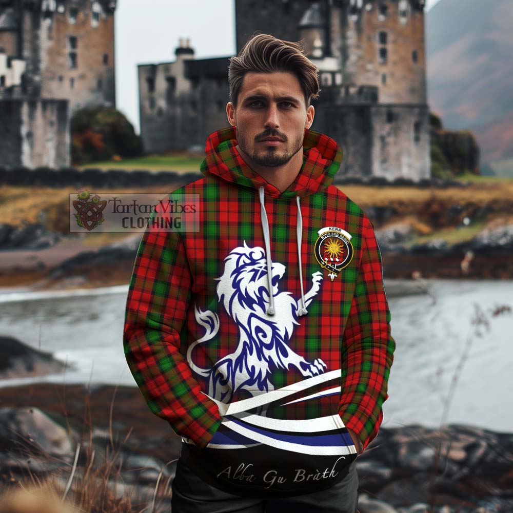 Tartan Vibes Clothing Kerr Tartan Cotton Hoodie with Alba Gu Brath Regal Lion Emblem