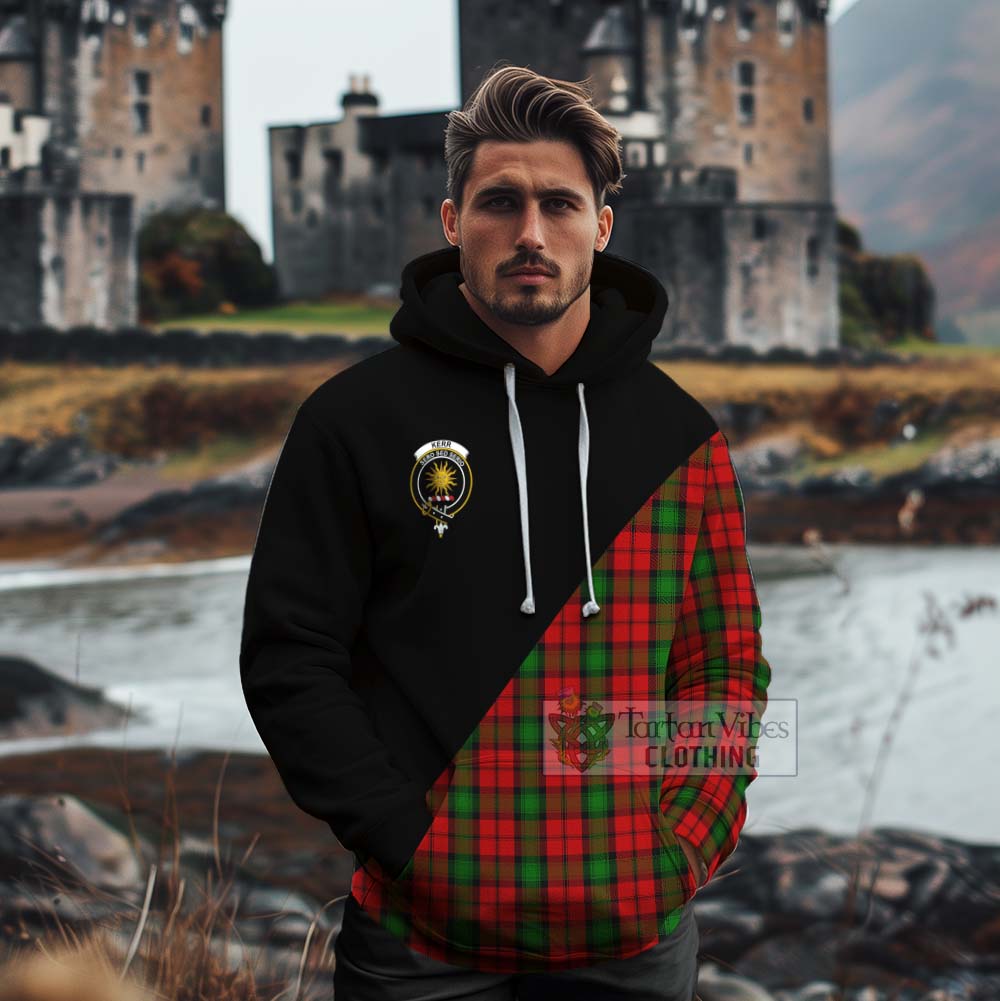 Tartan Vibes Clothing Kerr Tartan Cotton Hoodie with Family Crest and Military Logo Style