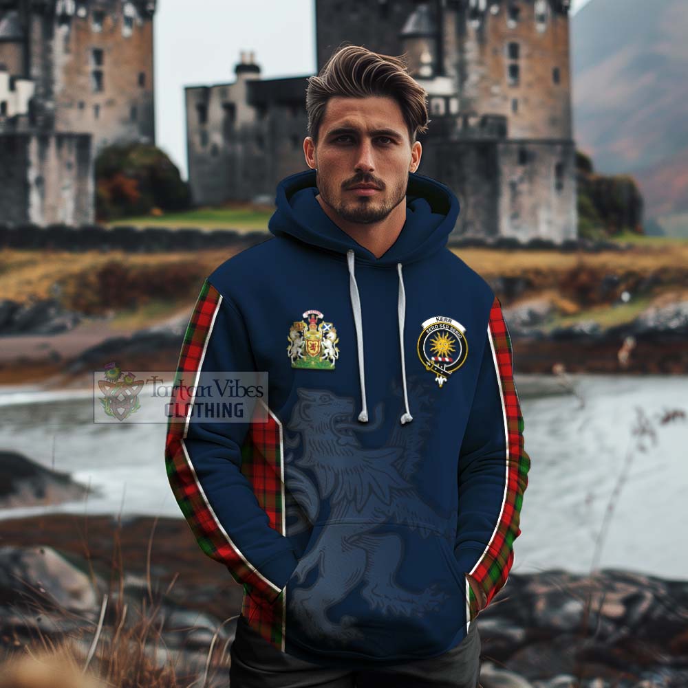 Tartan Vibes Clothing Kerr Tartan Cotton Hoodie with Family Crest and Lion Rampant Vibes Sport Style