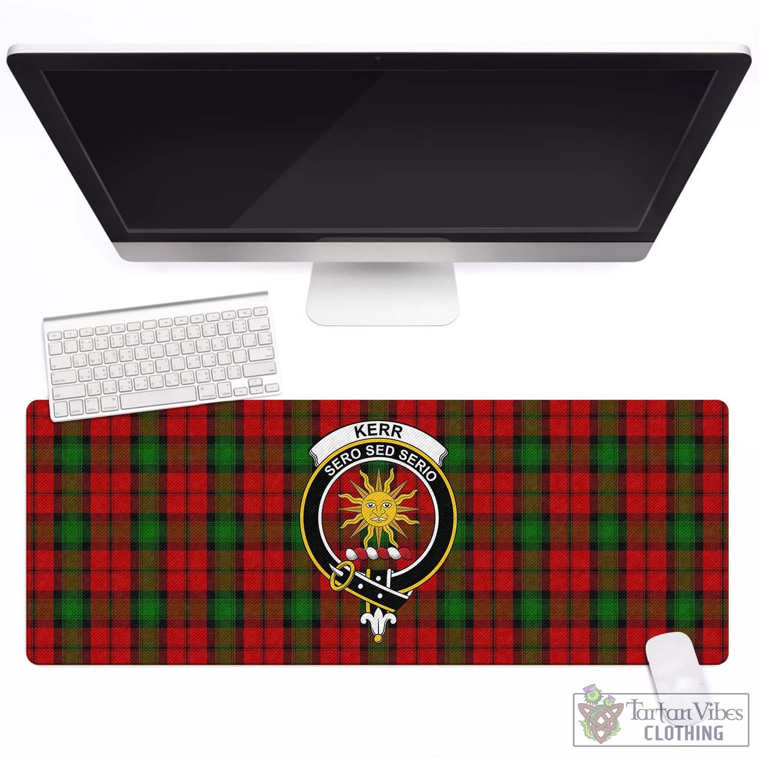 Tartan Vibes Clothing Kerr Tartan Mouse Pad with Family Crest