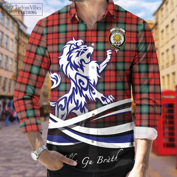 Kerr Ancient Tartan Long Sleeve Button Up Shirt with Alba Gu Brath Regal Lion Emblem