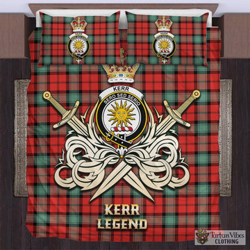 Kerr Ancient Tartan Bedding Set with Clan Crest and the Golden Sword of Courageous Legacy